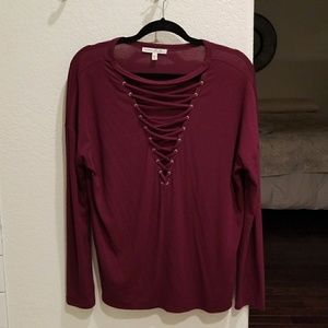 Lace-up front top